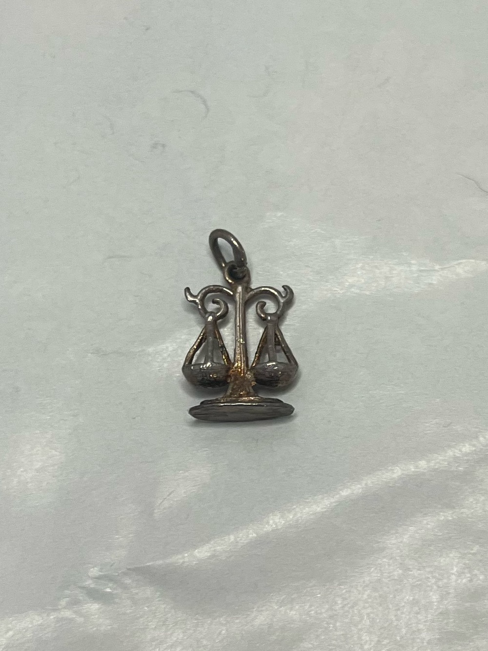 Vintage 1960s Silver Scales Justice Charm Pendant astrology sign